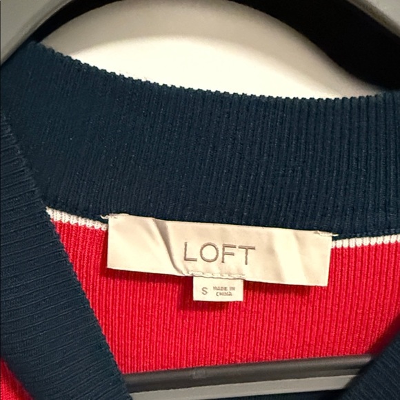 LOFT womens Dress with Red, Navy, and White Stripes - Picture 2 of 8